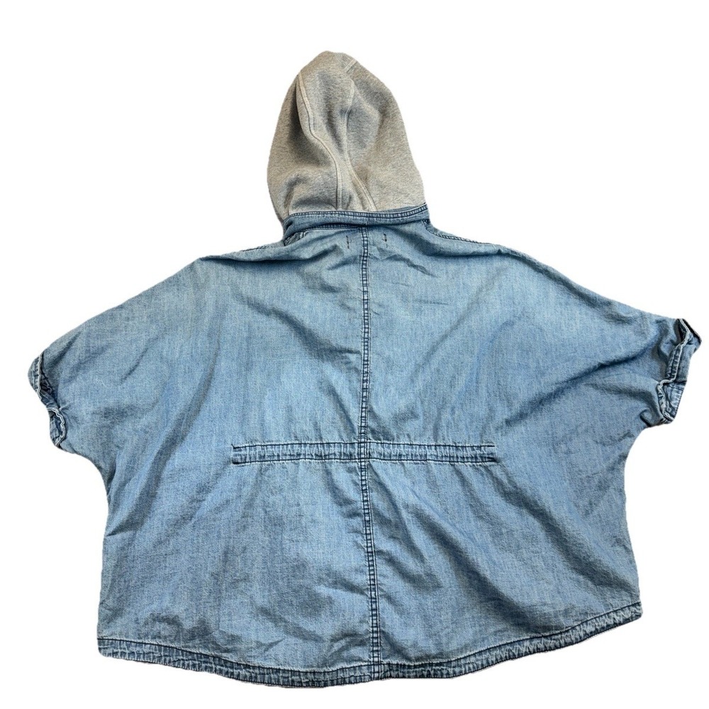 Anthropologie Pilcro Kimono Chambray Jacket XS/S Blue Hooded Oversized Boho - Picture 2 of 8